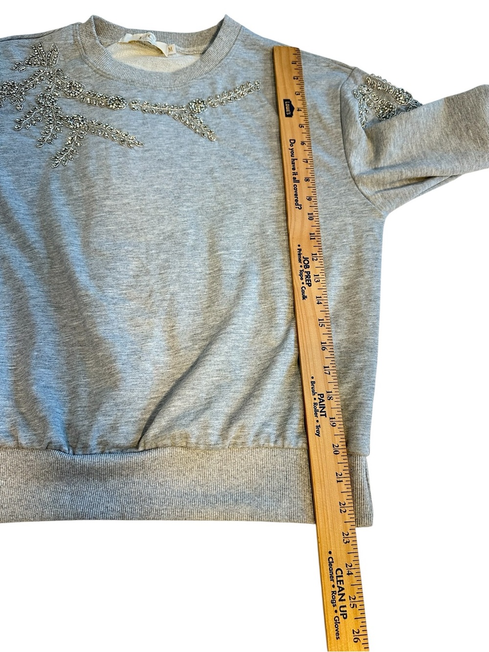 Rhinestone Embellished Lizette Collection Crewneck Sweater - Gray - Picture 8 of 15
